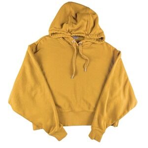 CALIA Women's Cropped Hoodie Yellow Pullover Sweatshirt XS Cozy Athleisure Comfy